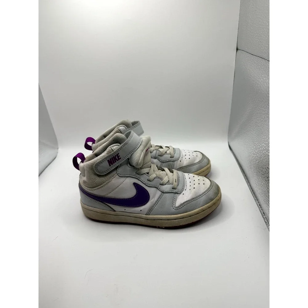 Nike Court Borough Mid 2 PS CD7783-009 Kid 13 Pure Platinum Purple Leather Shoes